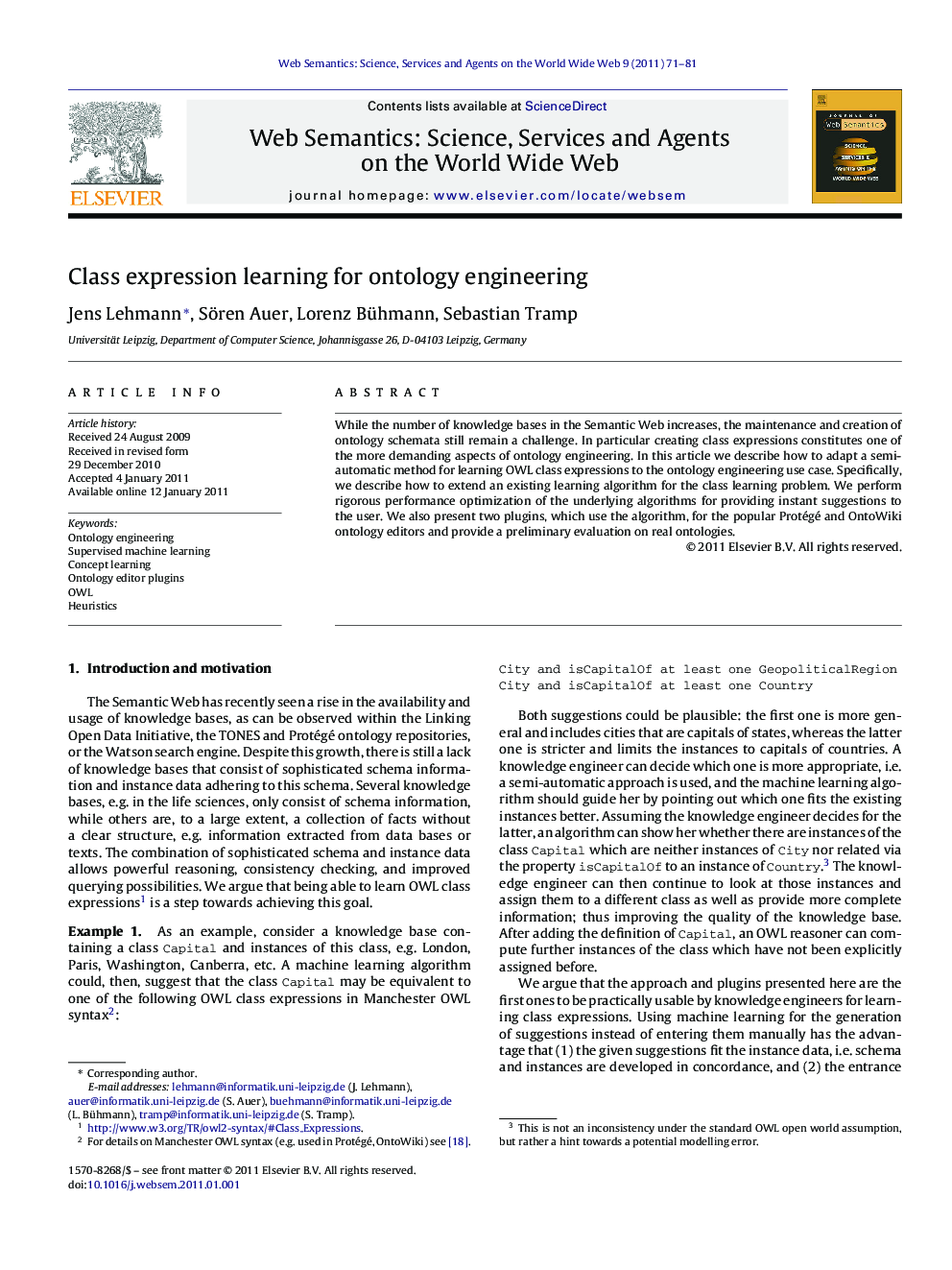 Class expression learning for ontology engineering