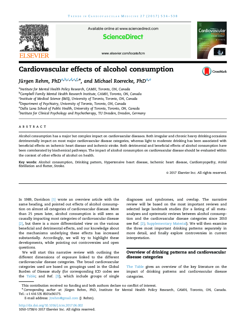Cardiovascular effects of alcohol consumption