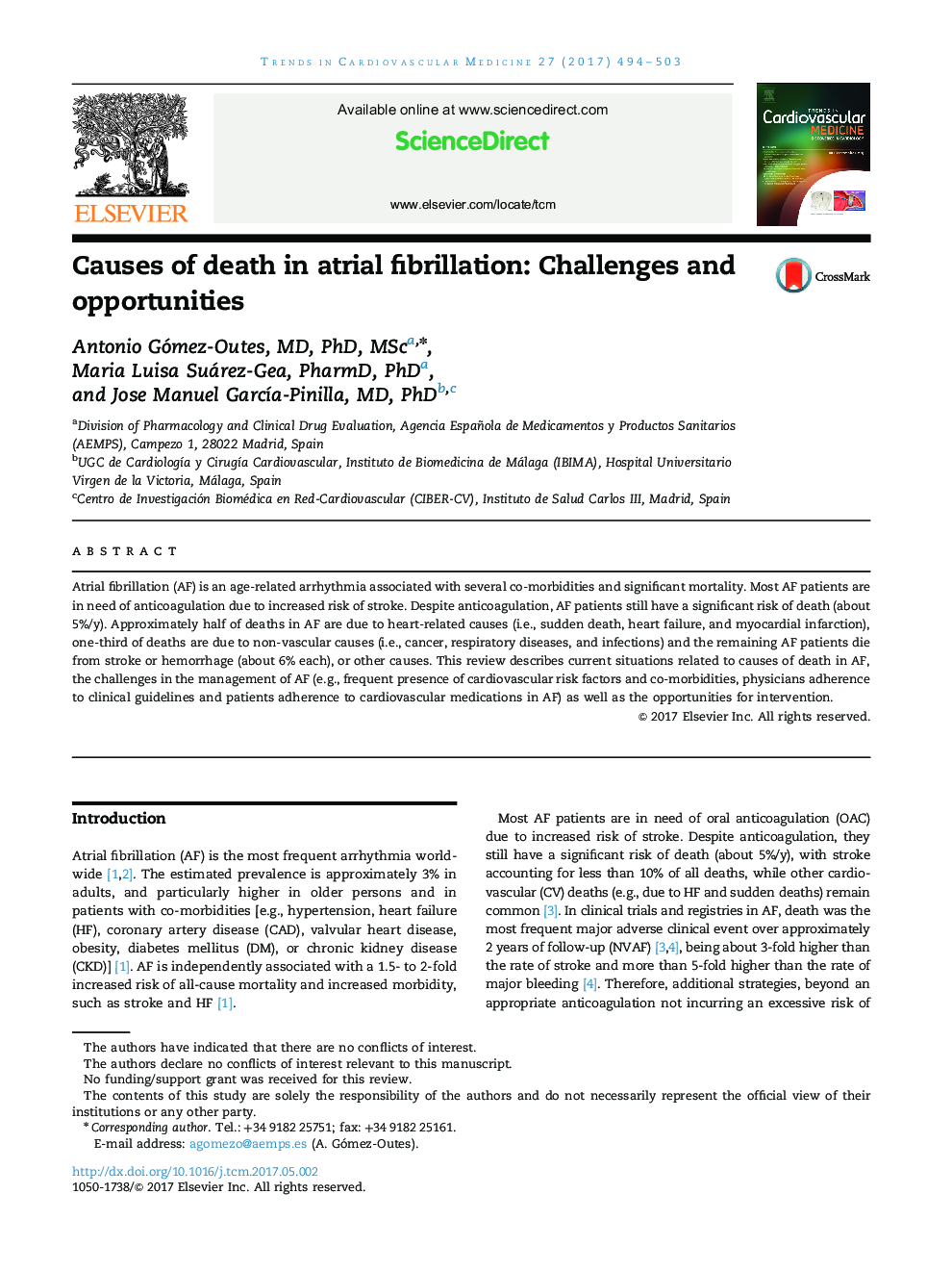 Causes of death in atrial fibrillation: Challenges and opportunities