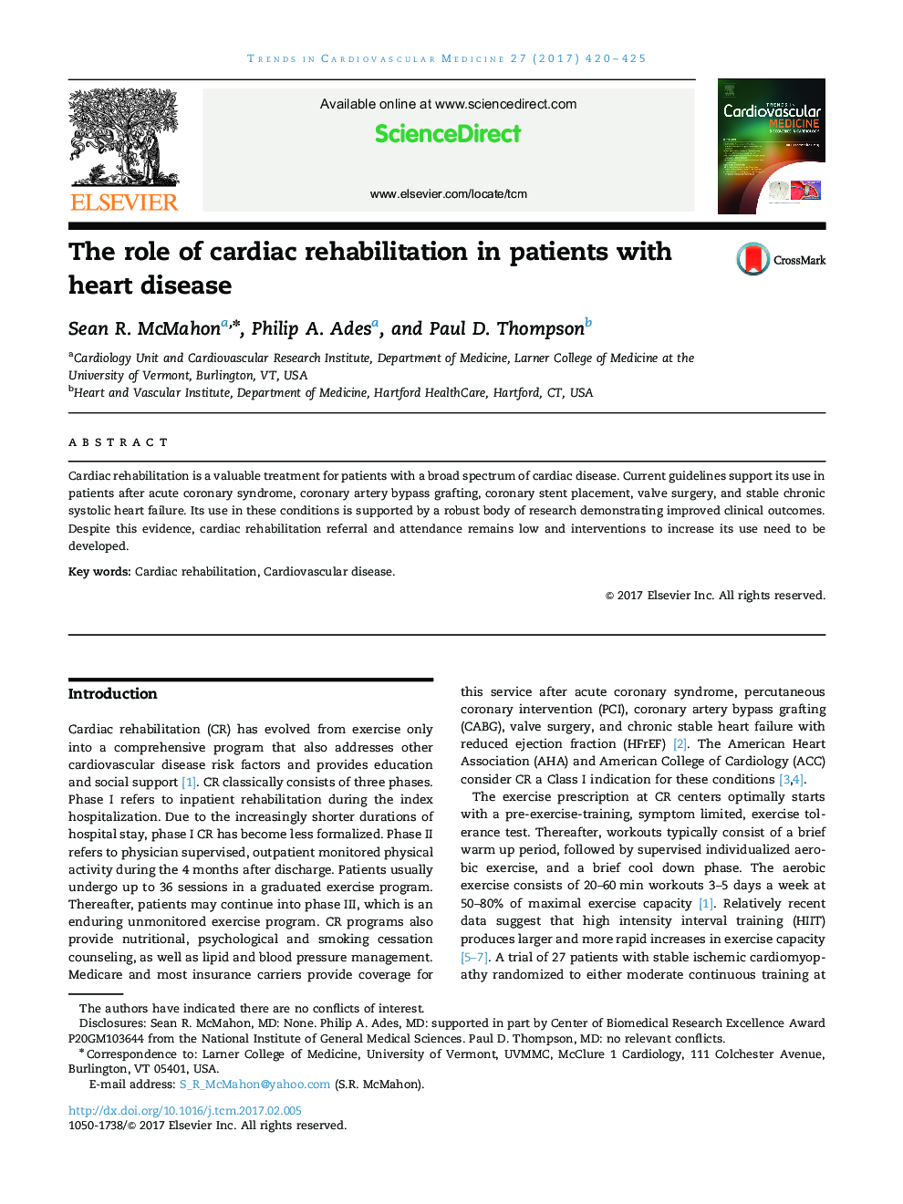 The role of cardiac rehabilitation in patients with heart disease