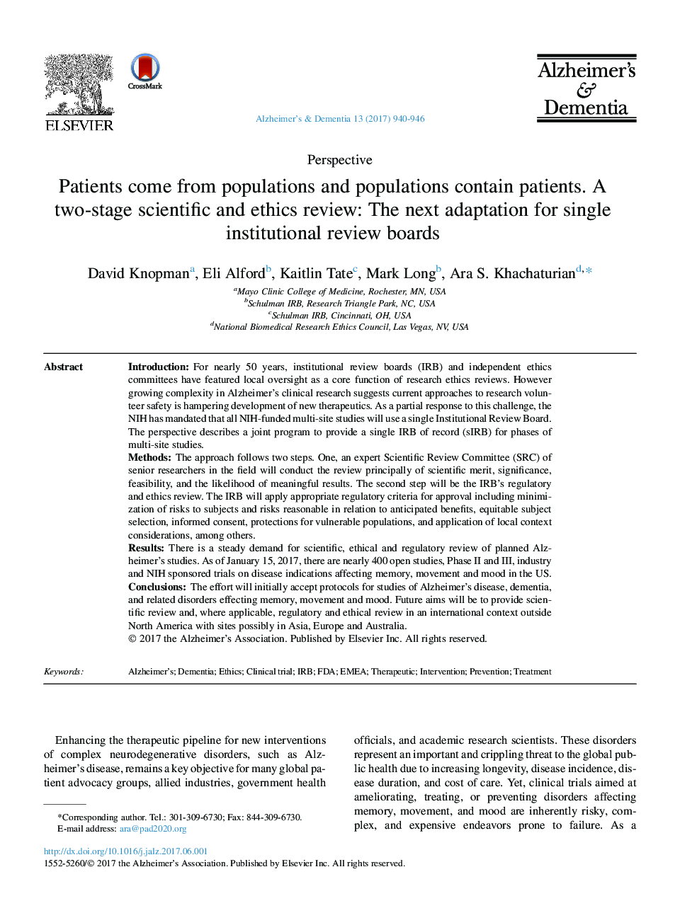 PerspectivePatients come from populations and populations contain patients. A two-stage scientific and ethics review: The next adaptation for single institutional review boards