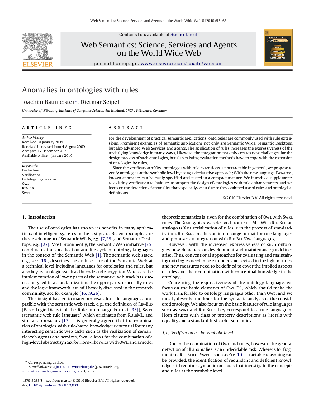 Anomalies in ontologies with rules