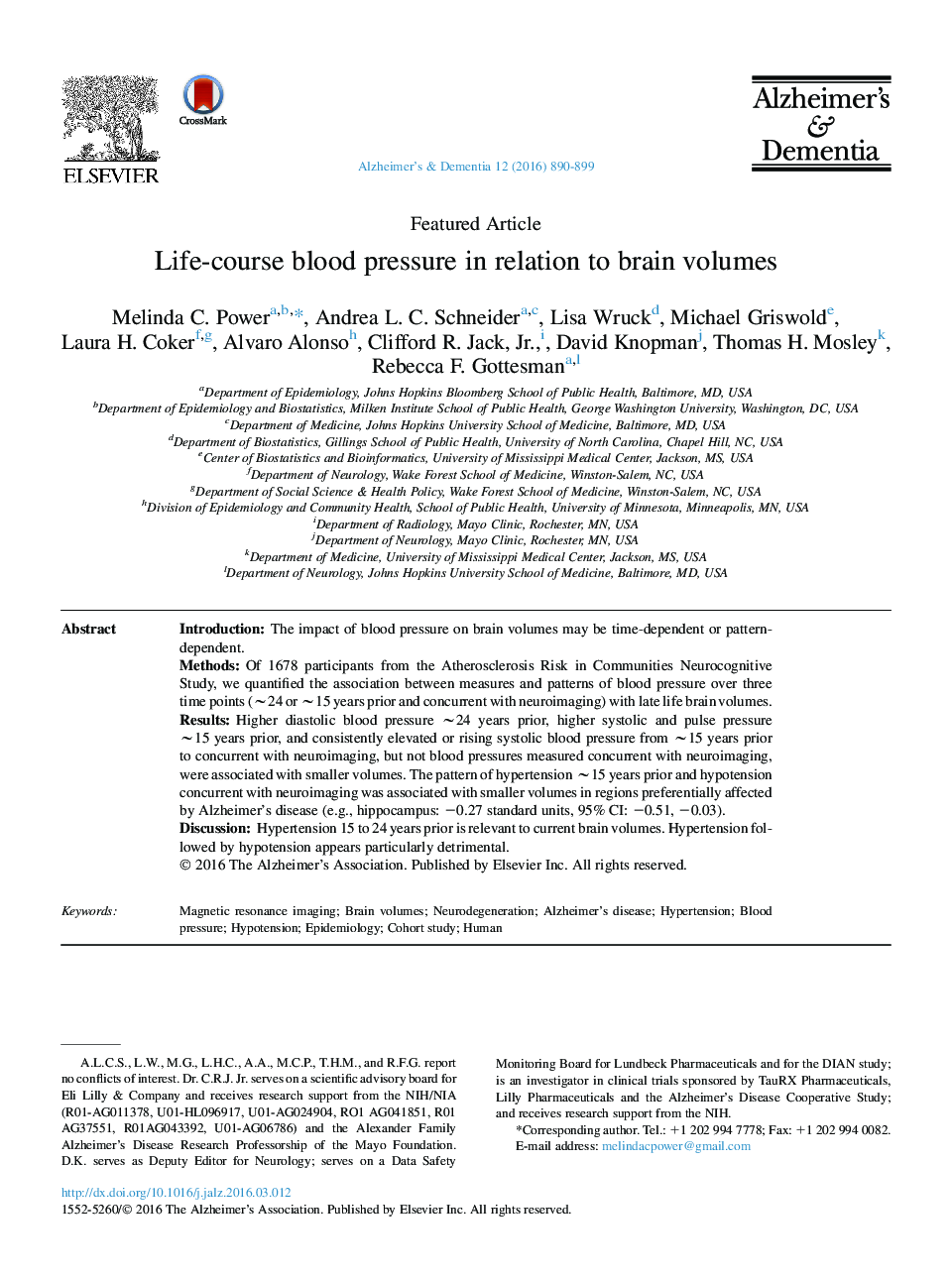 Featured ArticleLife-course blood pressure in relation to brain volumes