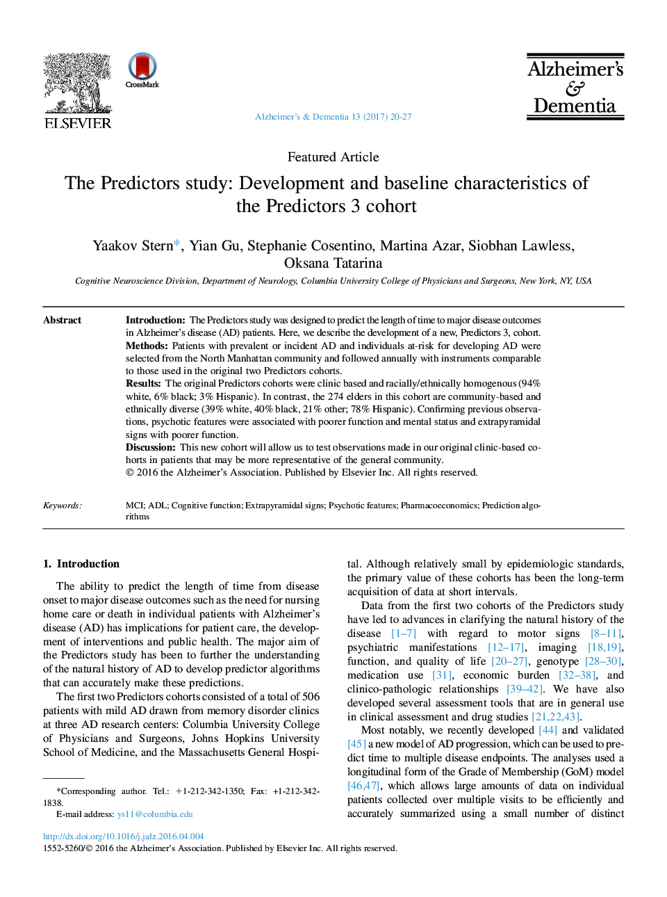 Featured ArticleThe Predictors study: Development and baseline characteristics of theÂ Predictors 3 cohort