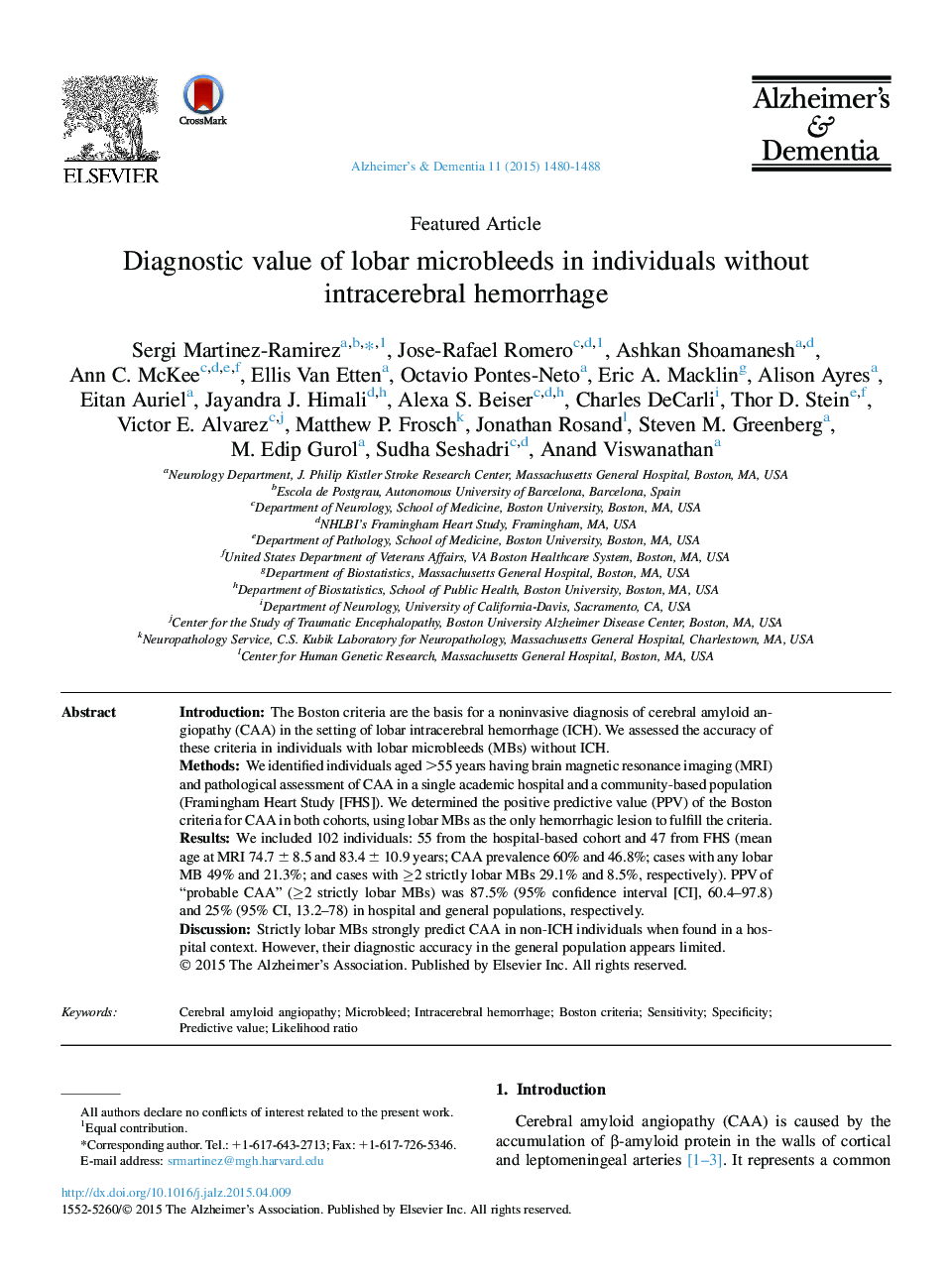 Featured ArticleDiagnostic value of lobar microbleeds in individuals without intracerebral hemorrhage