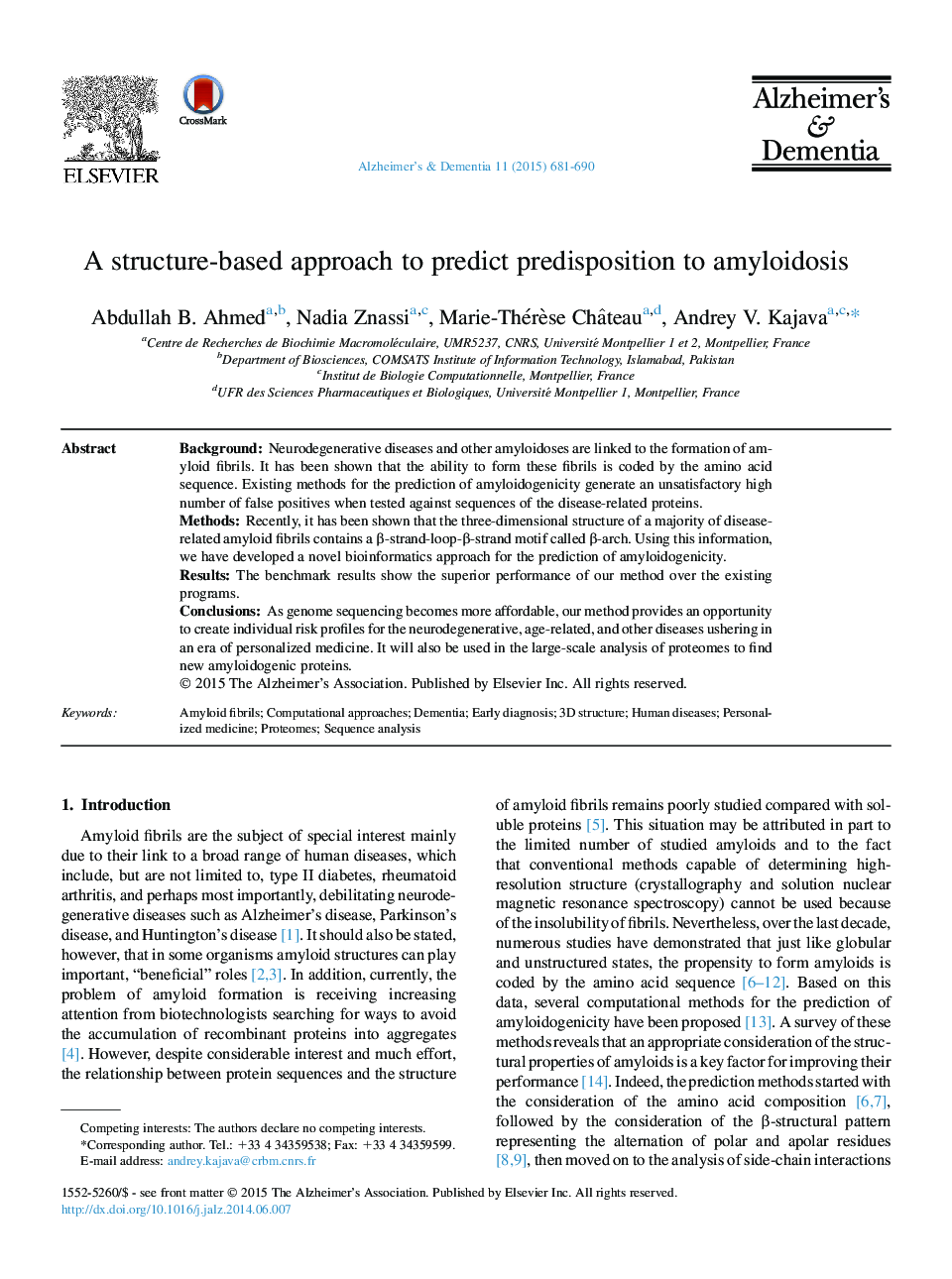 Featured ArticleA structure-based approach to predict predisposition to amyloidosis