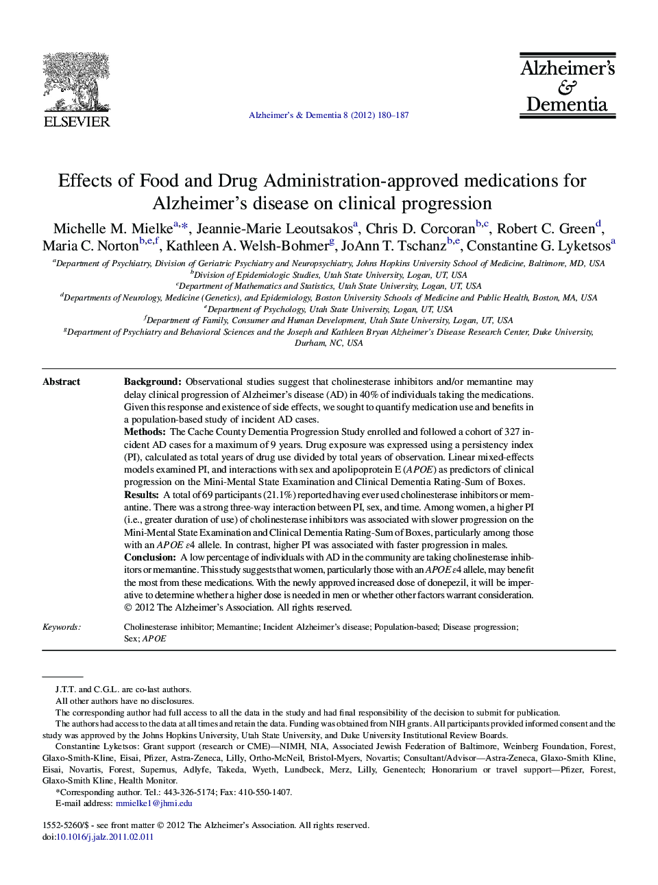 Effects of Food and Drug Administration-approved medications for Alzheimer's disease on clinical progression