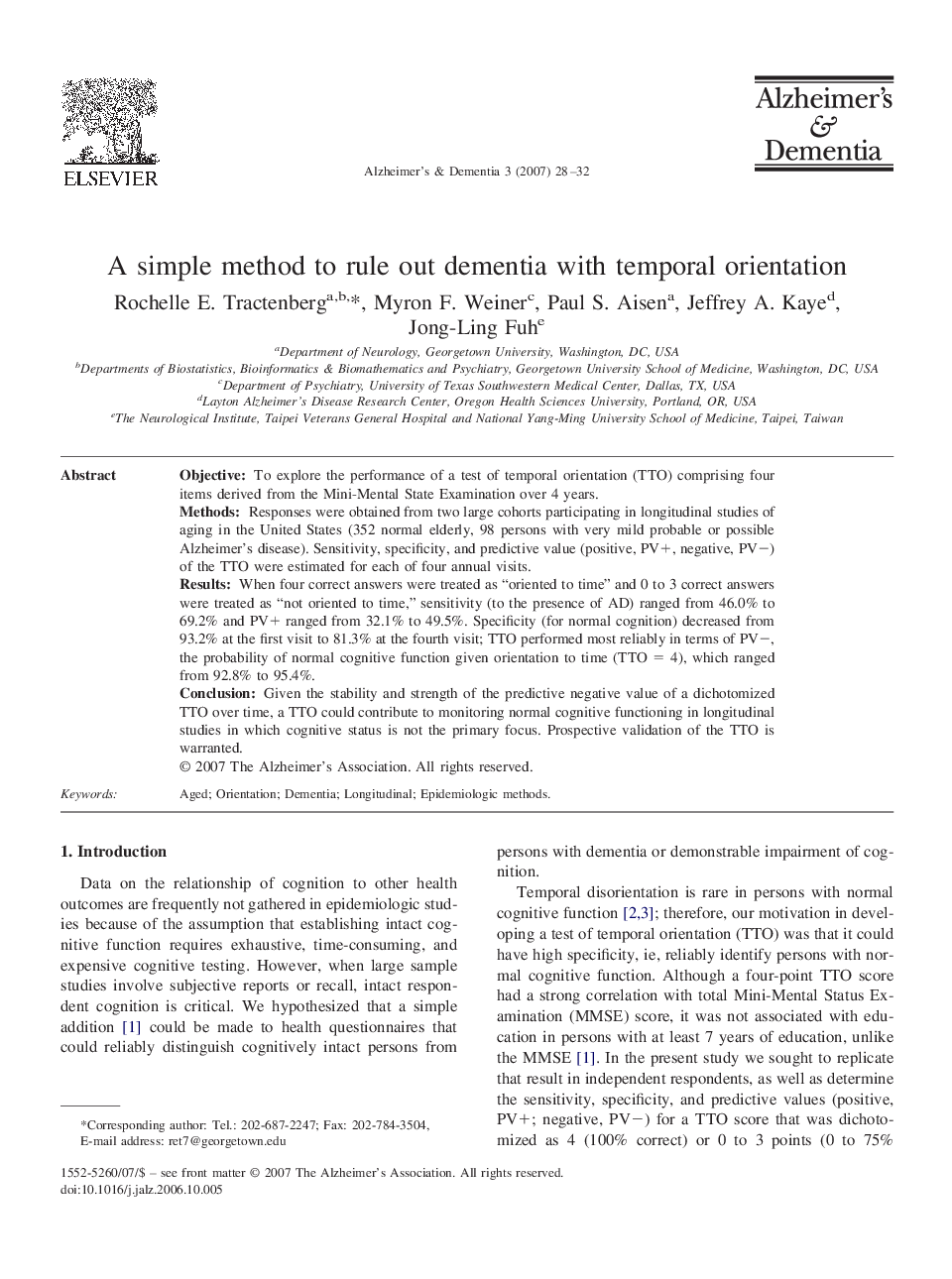 Featured articleA simple method to rule out dementia with temporal orientation