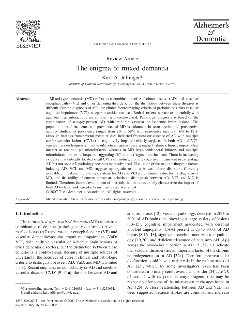 Review articleThe enigma of mixed dementia