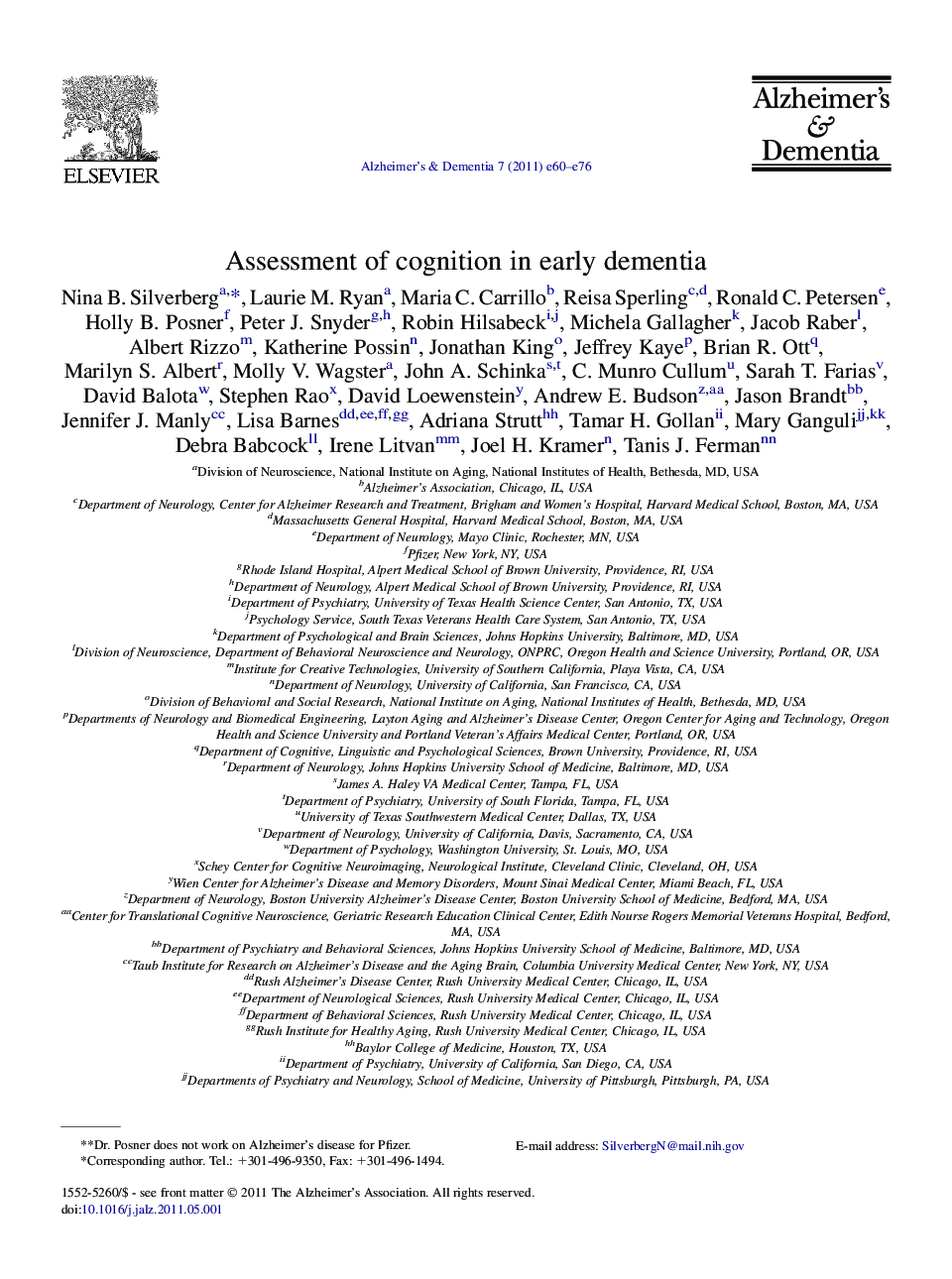 Assessment of cognition in early dementia