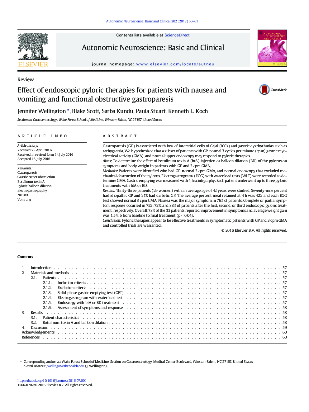 ReviewEffect of endoscopic pyloric therapies for patients with nausea and vomiting and functional obstructive gastroparesis