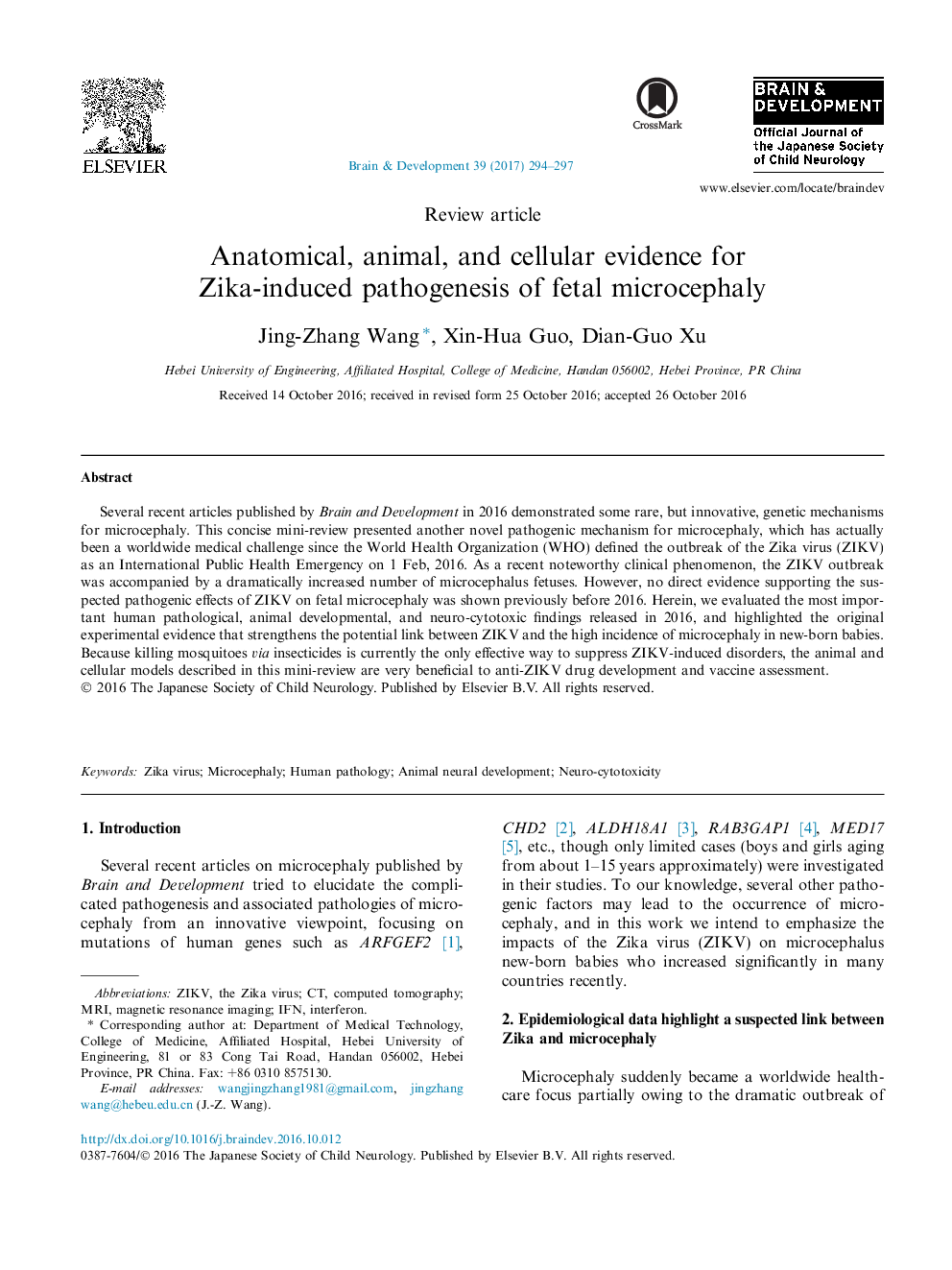 Anatomical, animal, and cellular evidence for Zika-induced pathogenesis of fetal microcephaly