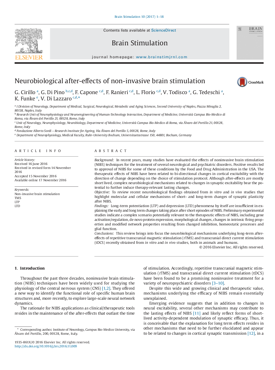 Neurobiological after-effects of non-invasive brain stimulation