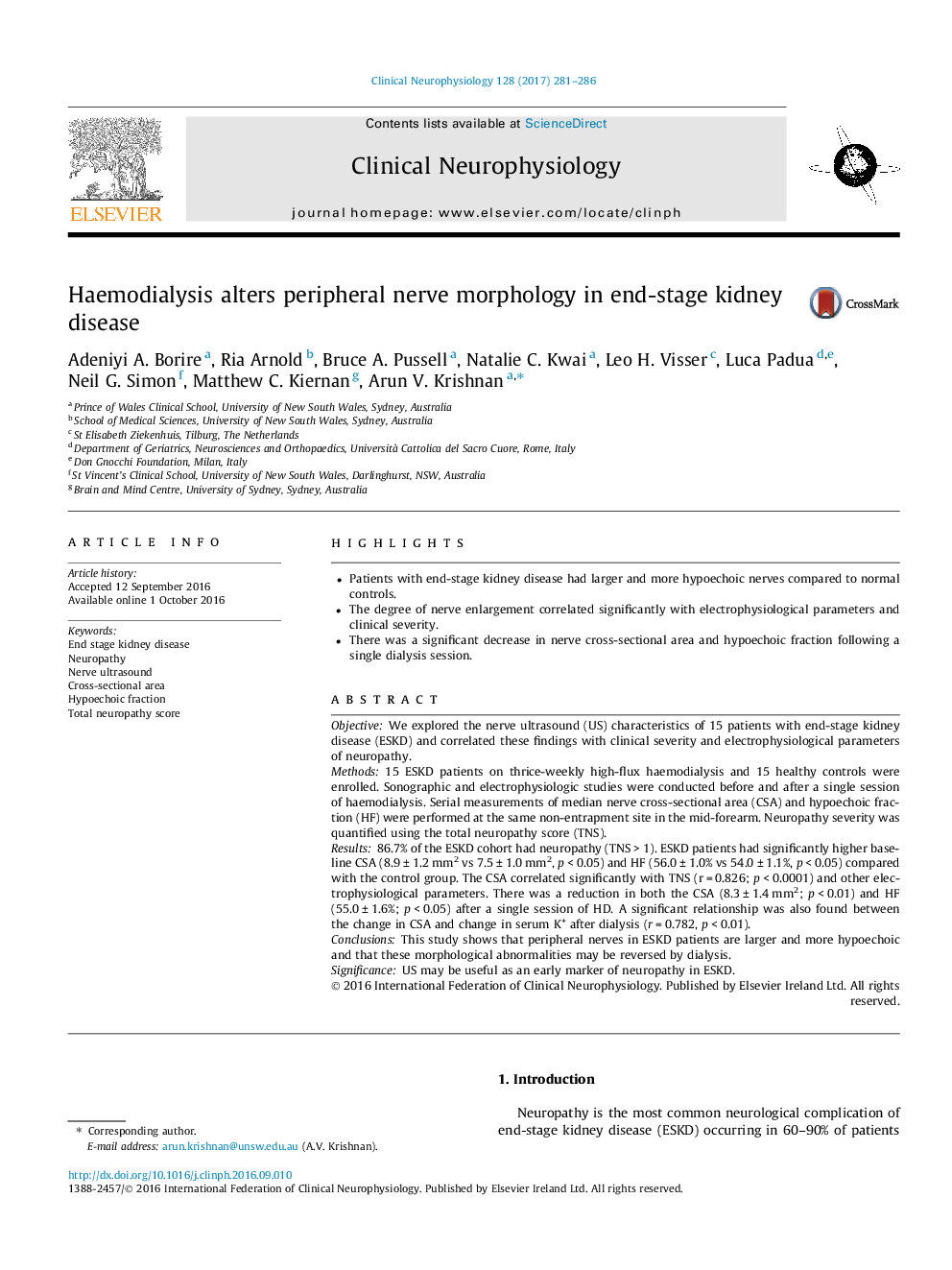 Haemodialysis alters peripheral nerve morphology in end-stage kidney disease