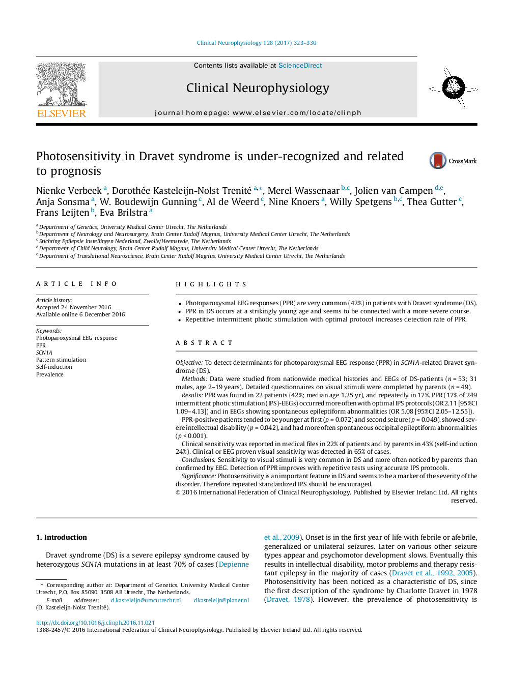 Photosensitivity in Dravet syndrome is under-recognized and related to prognosis