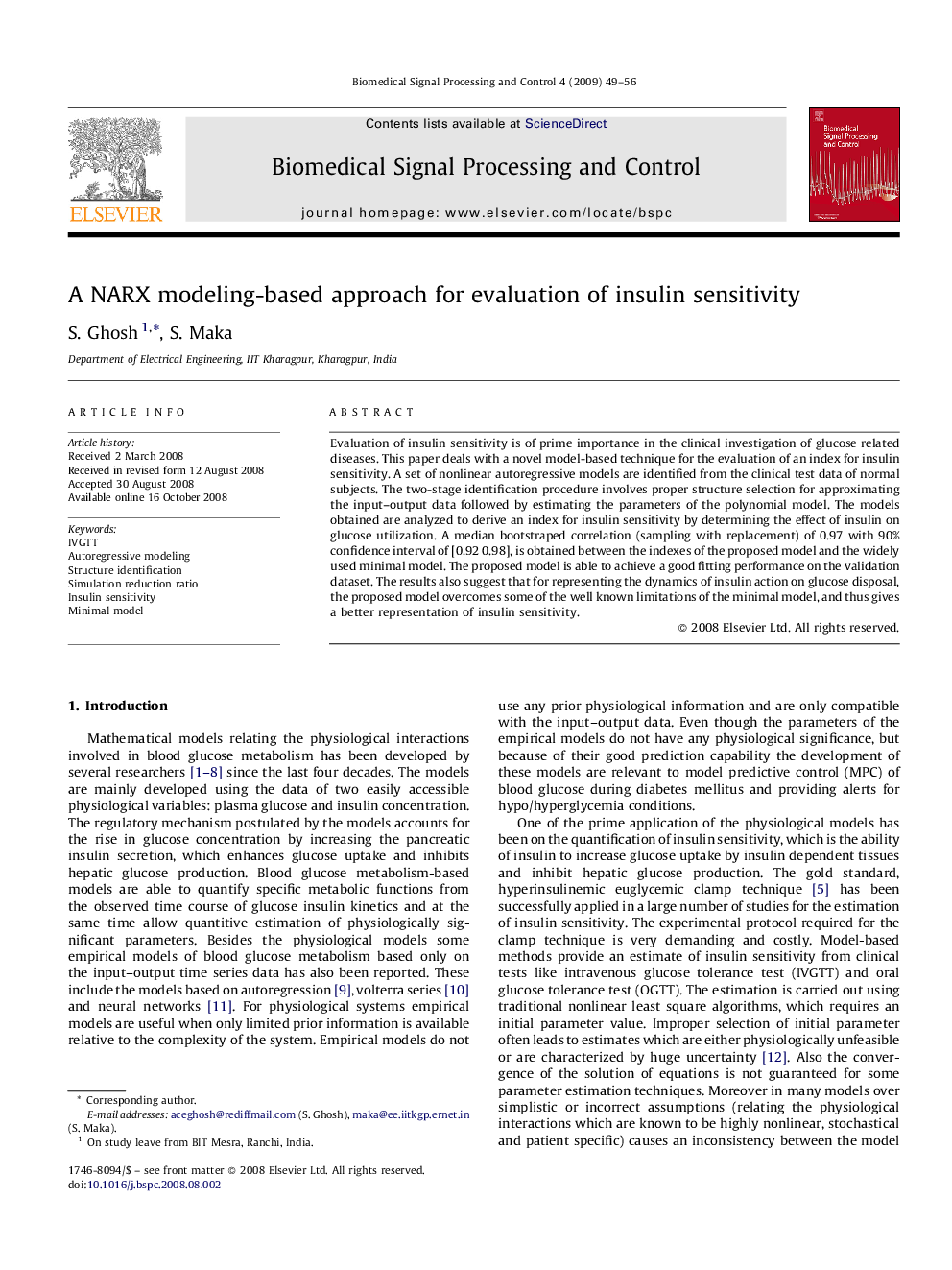 A NARX modeling-based approach for evaluation of insulin sensitivity