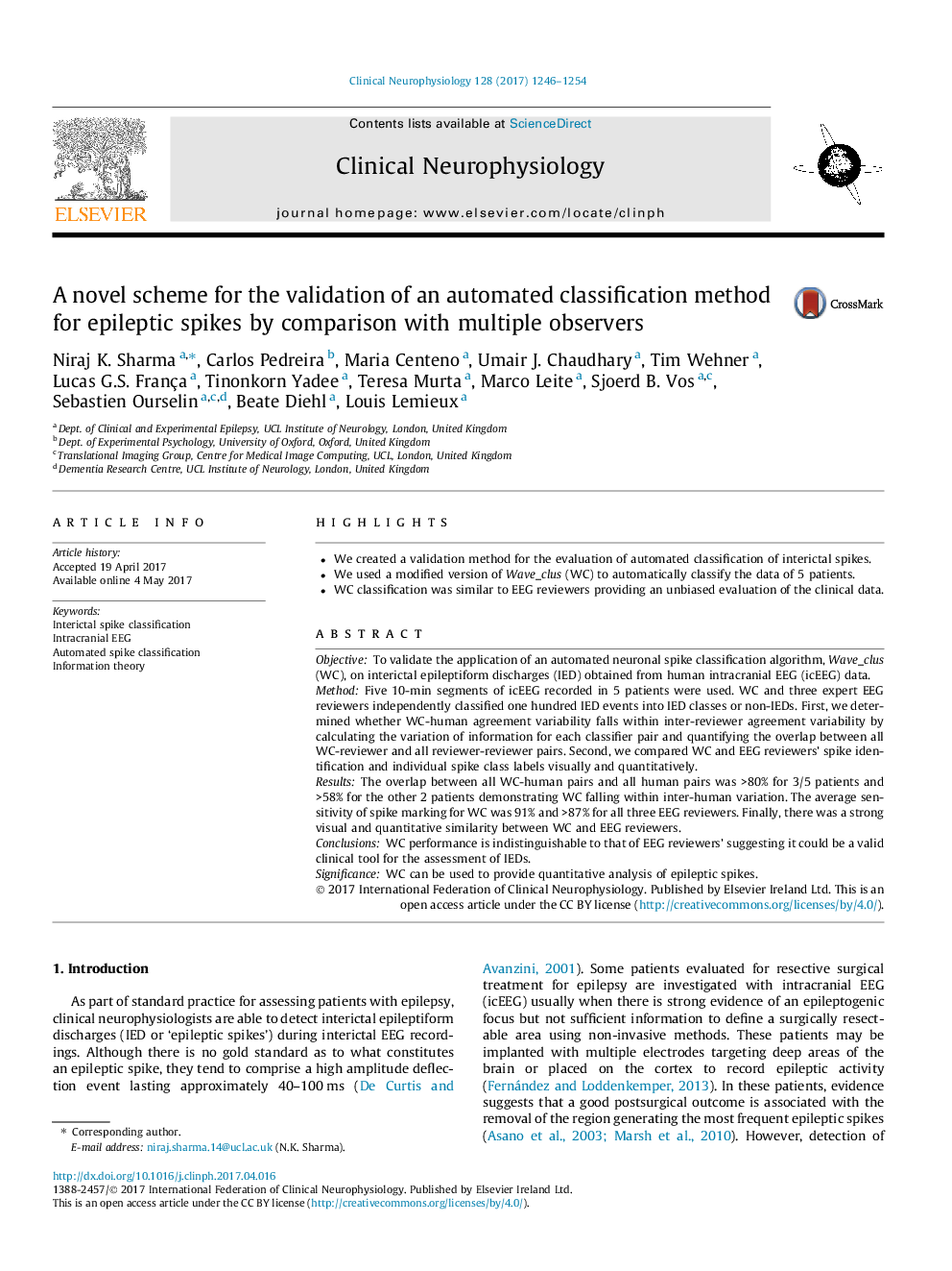 A novel scheme for the validation of an automated classification method for epileptic spikes by comparison with multiple observers