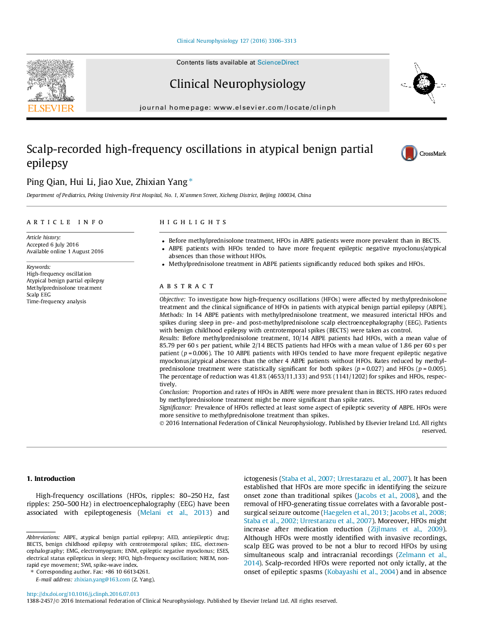 Scalp-recorded high-frequency oscillations in atypical benign partial epilepsy