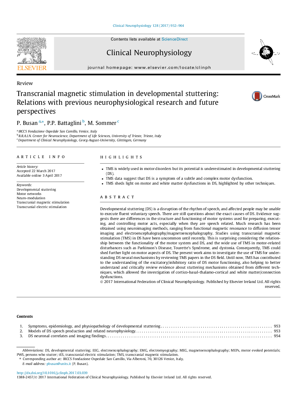 ReviewTranscranial magnetic stimulation in developmental stuttering: Relations with previous neurophysiological research and future perspectives