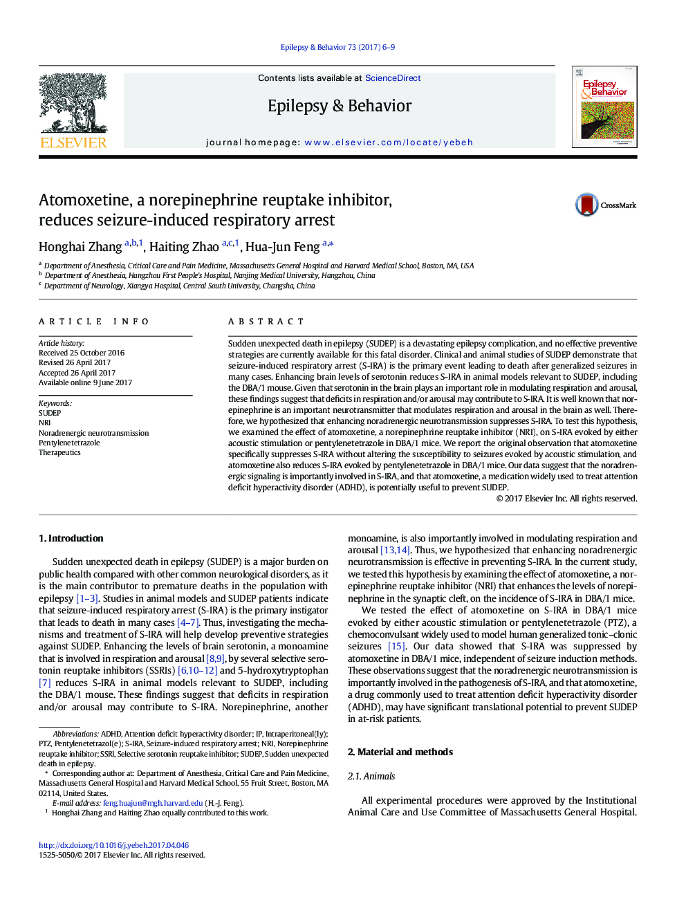 Atomoxetine, a norepinephrine reuptake inhibitor, reduces seizure-induced respiratory arrest