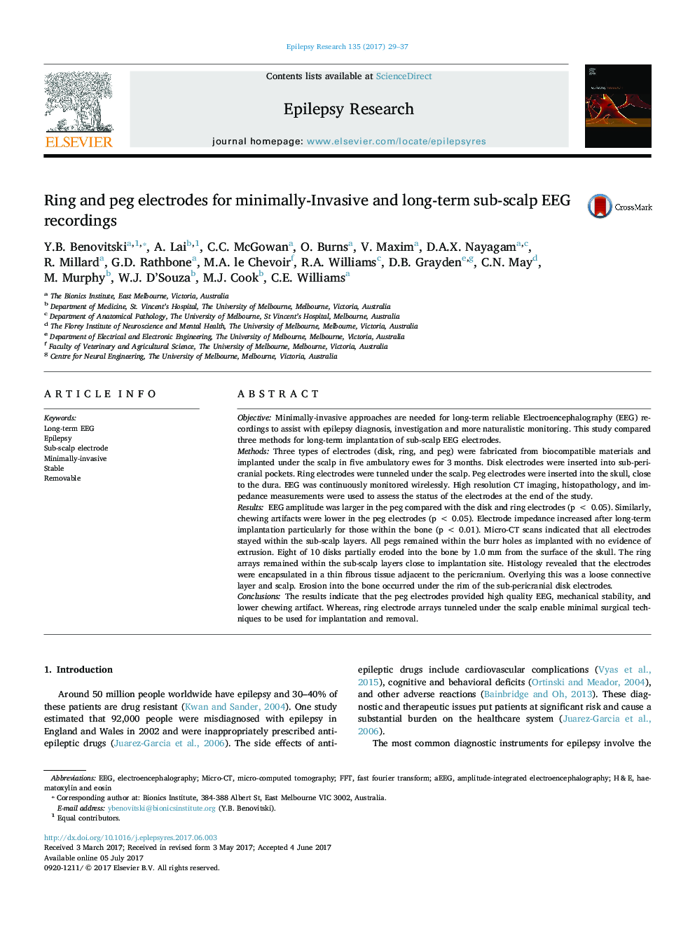 Ring and peg electrodes for minimally-Invasive and long-term sub-scalp EEG recordings