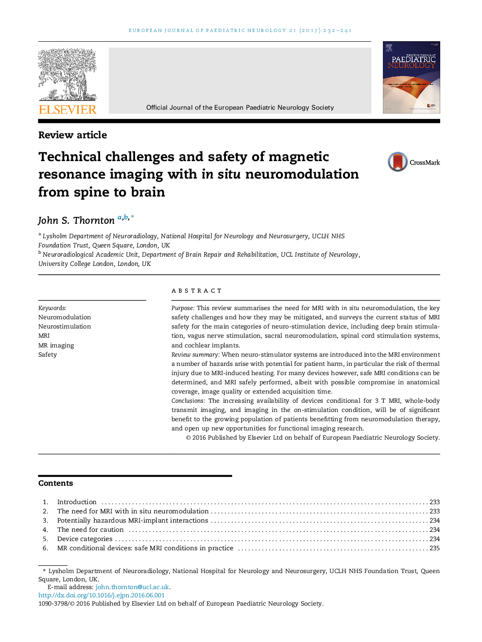 Review articleTechnical challenges and safety of magnetic resonance imaging with in situ neuromodulation from spine to brain