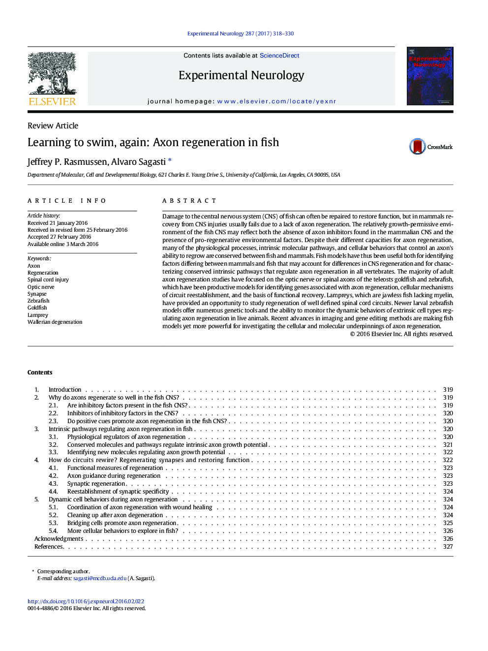 Review ArticleLearning to swim, again: Axon regeneration in fish