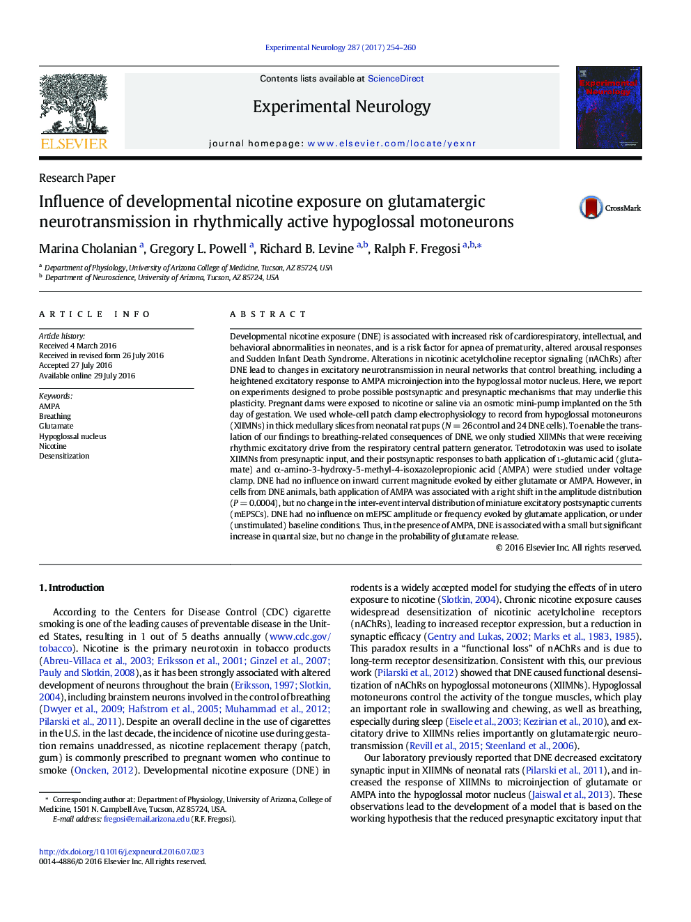 مقاله پژوهشی بررسی تأثیر نیکوتین بالغ بر انتقال نوروتراپی گلوتاماترگیک در موتونیورون های هیپوگلیسمی فعال ریتمیک 