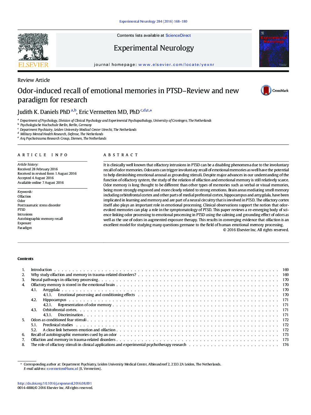 Review ArticleOdor-induced recall of emotional memories in PTSD-Review and new paradigm for research