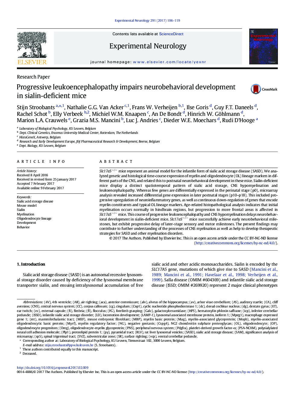 Research PaperProgressive leukoencephalopathy impairs neurobehavioral development in sialin-deficient mice