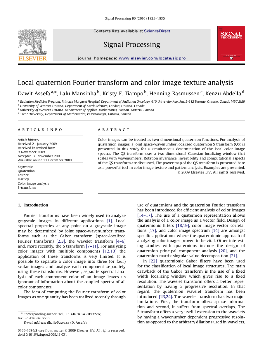 Local quaternion Fourier transform and color image texture analysis