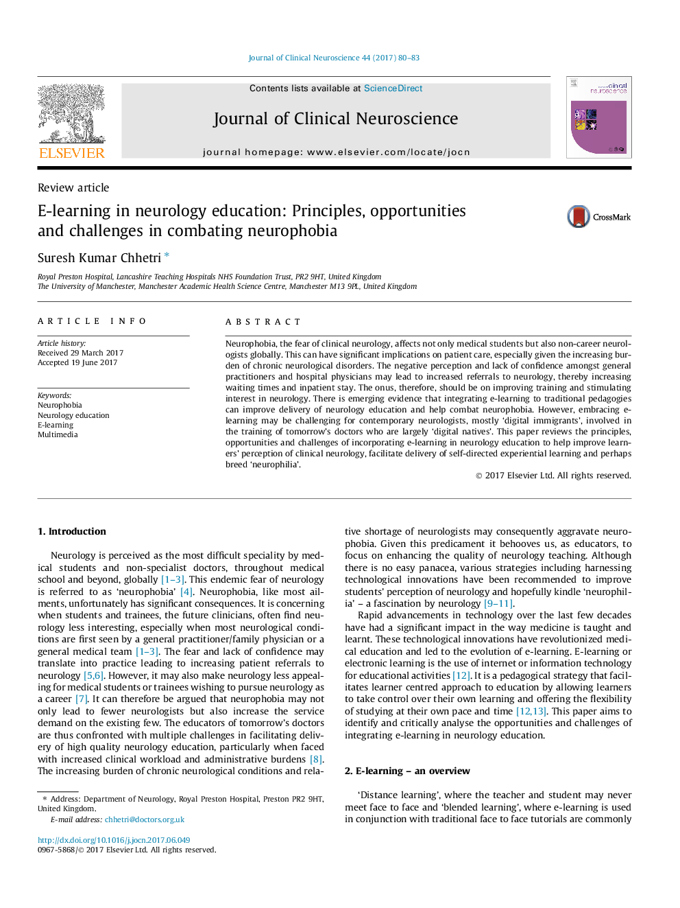 Review articleE-learning in neurology education: Principles, opportunities and challenges in combating neurophobia