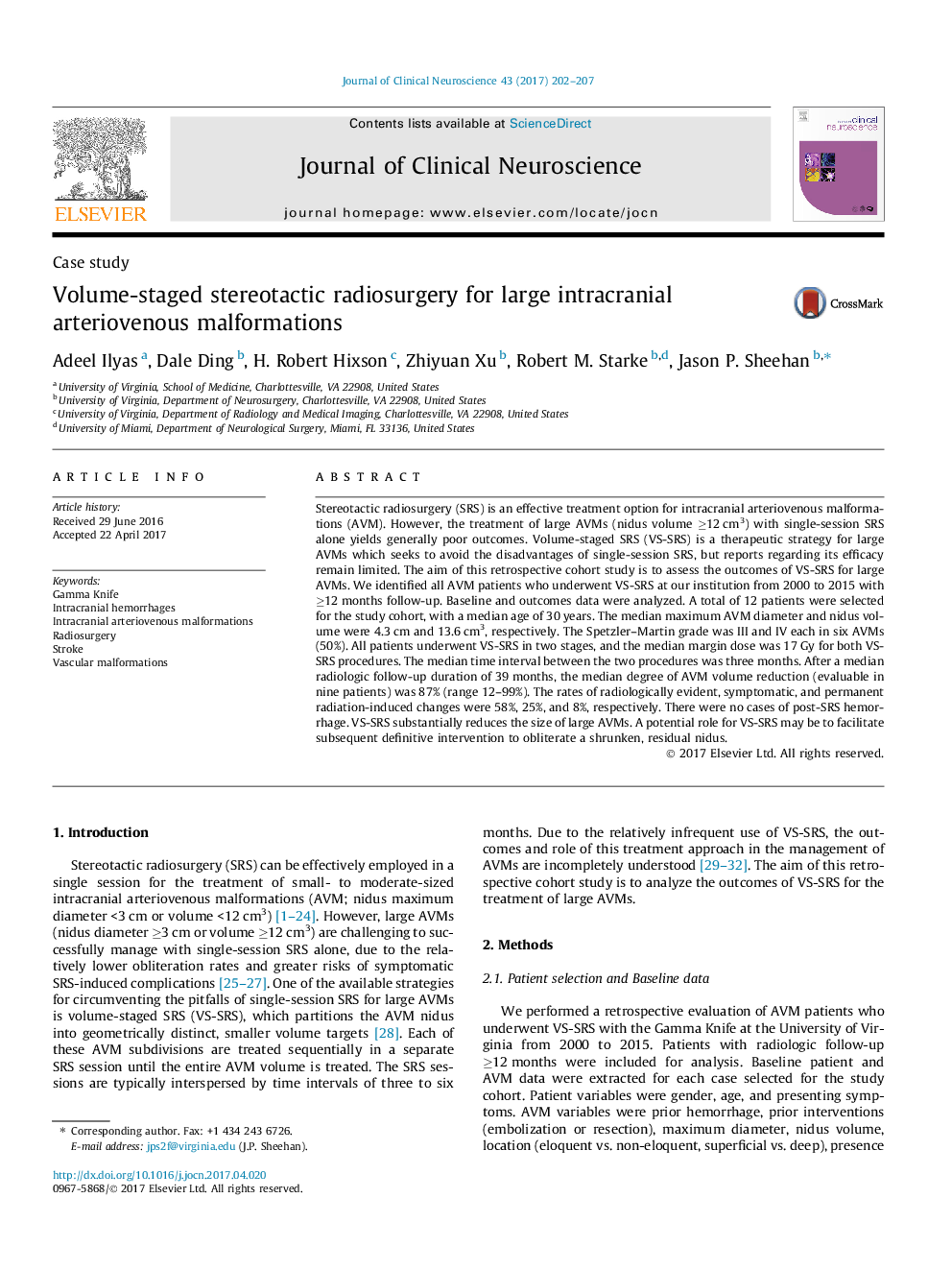 Case studyVolume-staged stereotactic radiosurgery for large intracranial arteriovenous malformations