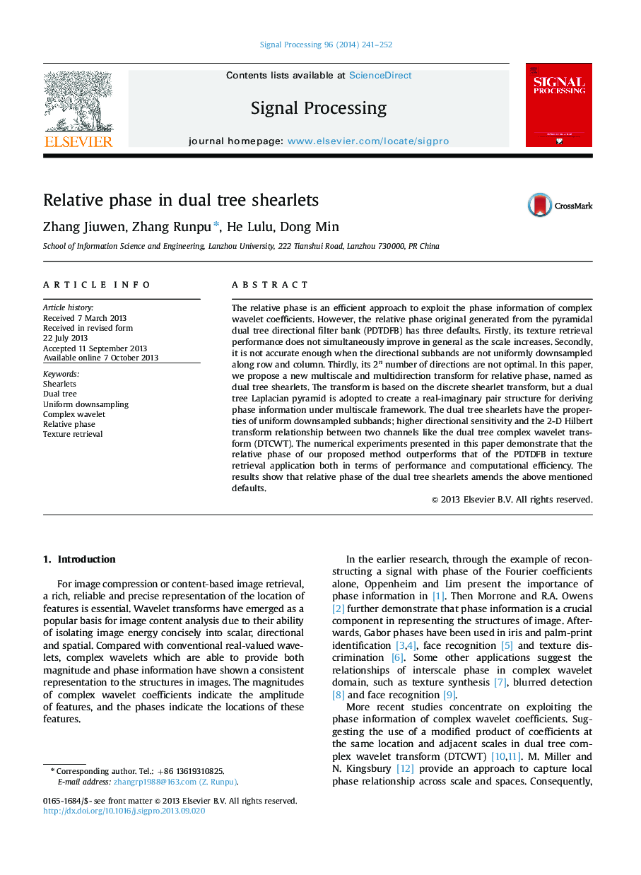 Relative phase in dual tree shearlets