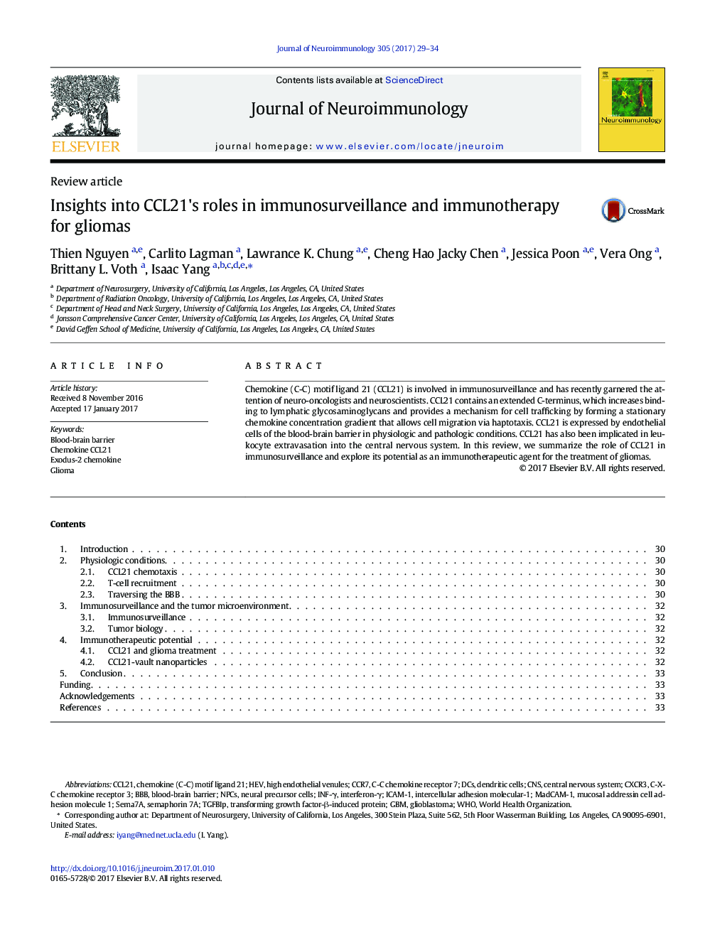 Insights into CCL21's roles in immunosurveillance and immunotherapy for gliomas