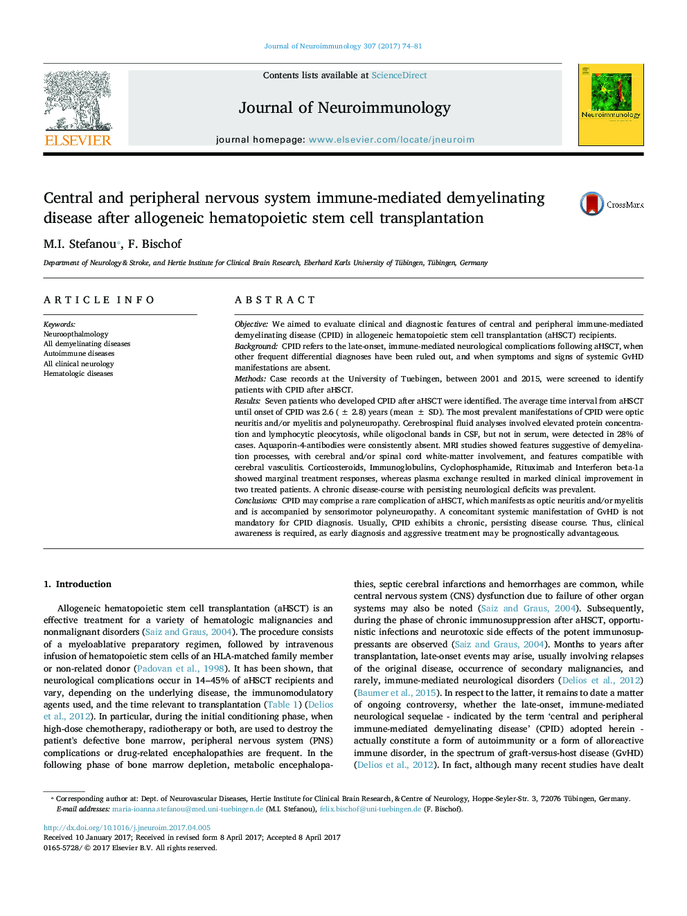 Central and peripheral nervous system immune-mediated demyelinating disease after allogeneic hematopoietic stem cell transplantation