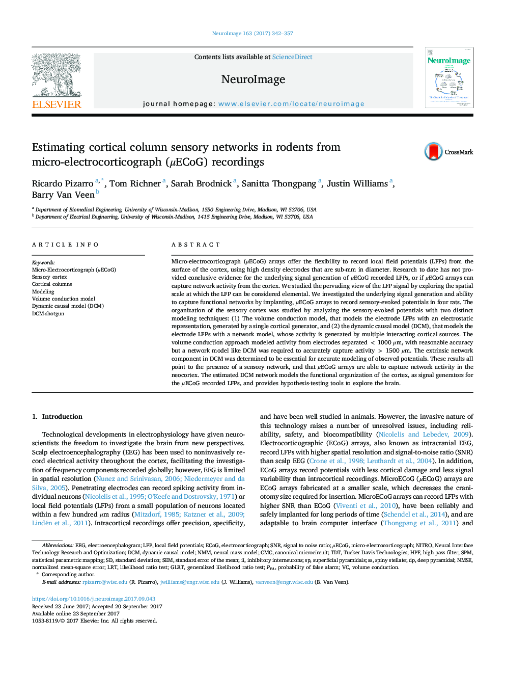 Estimating cortical column sensory networks in rodents from micro-electrocorticograph (Î¼ECoG) recordings