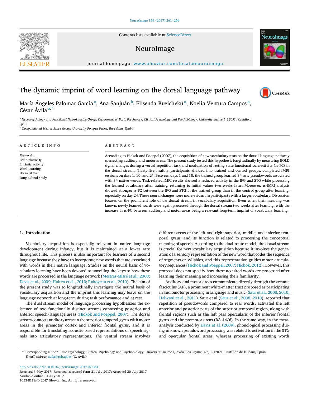 The dynamic imprint of word learning on the dorsal language pathway