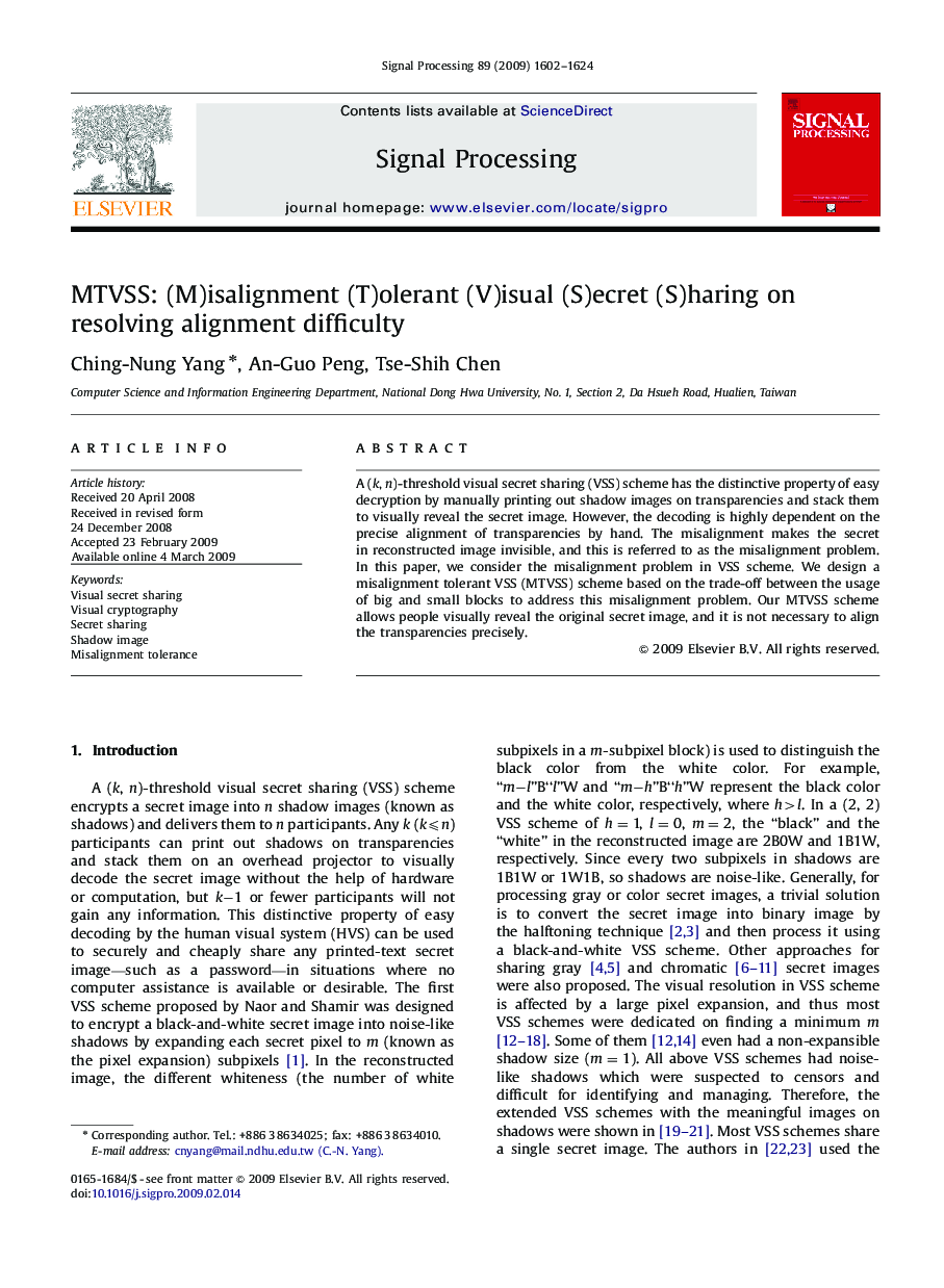 MTVSS: (M)isalignment (T)olerant (V)isual (S)ecret (S)haring on resolving alignment difficulty