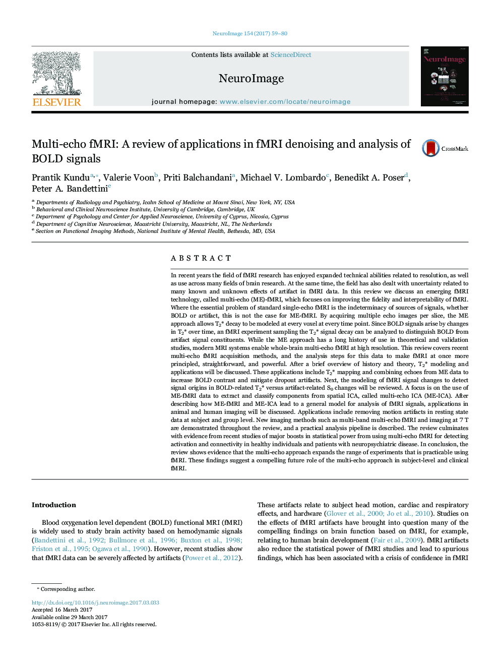 Multi-echo fMRI: A review of applications in fMRI denoising and analysis of BOLD signals