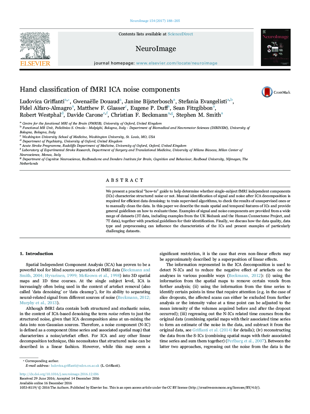 عکس صفحه اول مقاله: Hand classification of fMRI ICA noise components Hand classification of fMRI ICA noise components