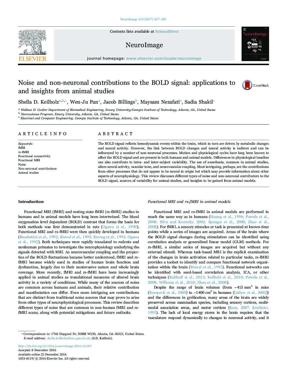 Noise and non-neuronal contributions to the BOLD signal: applications to and insights from animal studies