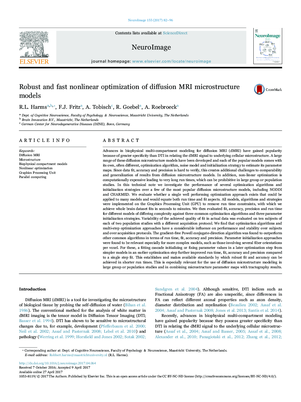 Robust and fast nonlinear optimization of diffusion MRI microstructure models