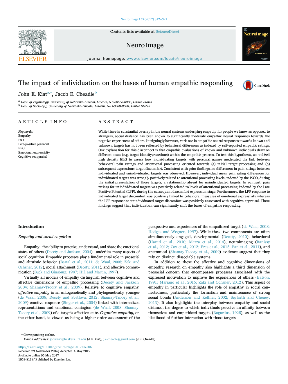 The impact of individuation on the bases of human empathic responding