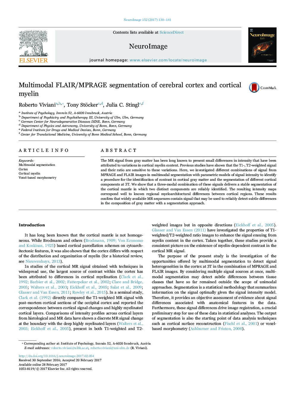 Multimodal FLAIR/MPRAGE segmentation of cerebral cortex and cortical myelin