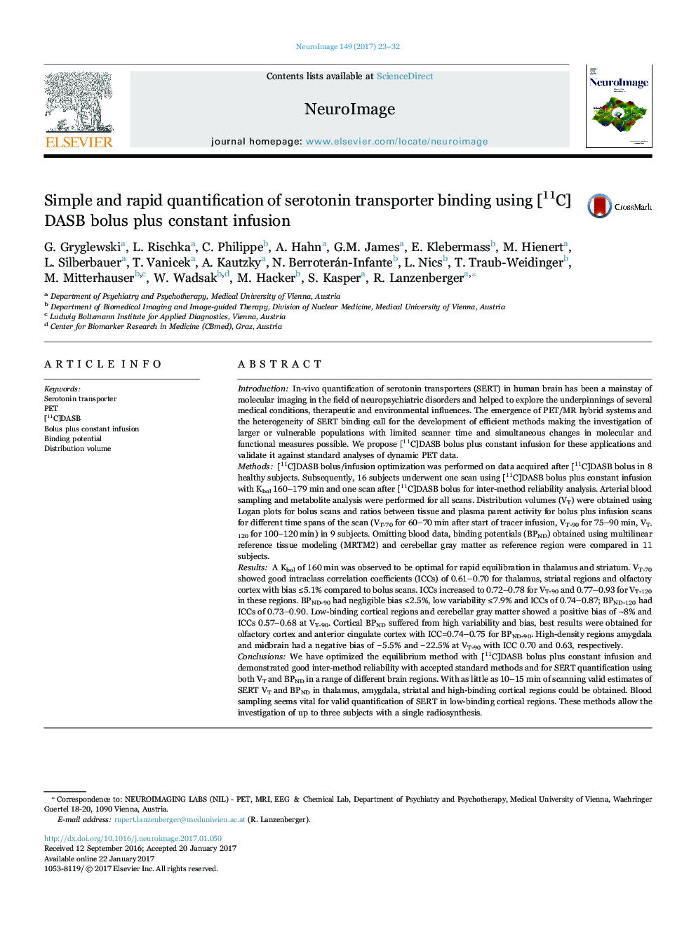 Simple and rapid quantification of serotonin transporter binding using [11C]DASB bolus plus constant infusion