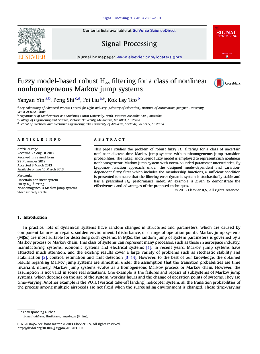 Fuzzy model-based robust H∞ filtering for a class of nonlinear nonhomogeneous Markov jump systems