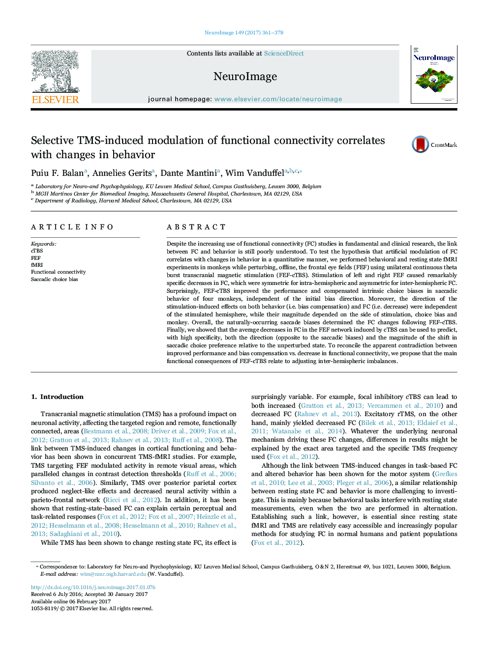 Selective TMS-induced modulation of functional connectivity correlates with changes in behavior