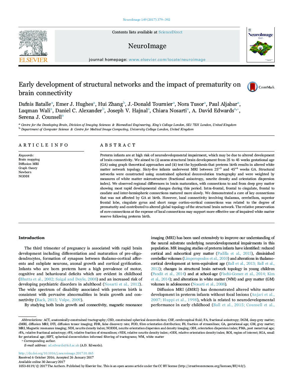 Early development of structural networks and the impact of prematurity on brain connectivity