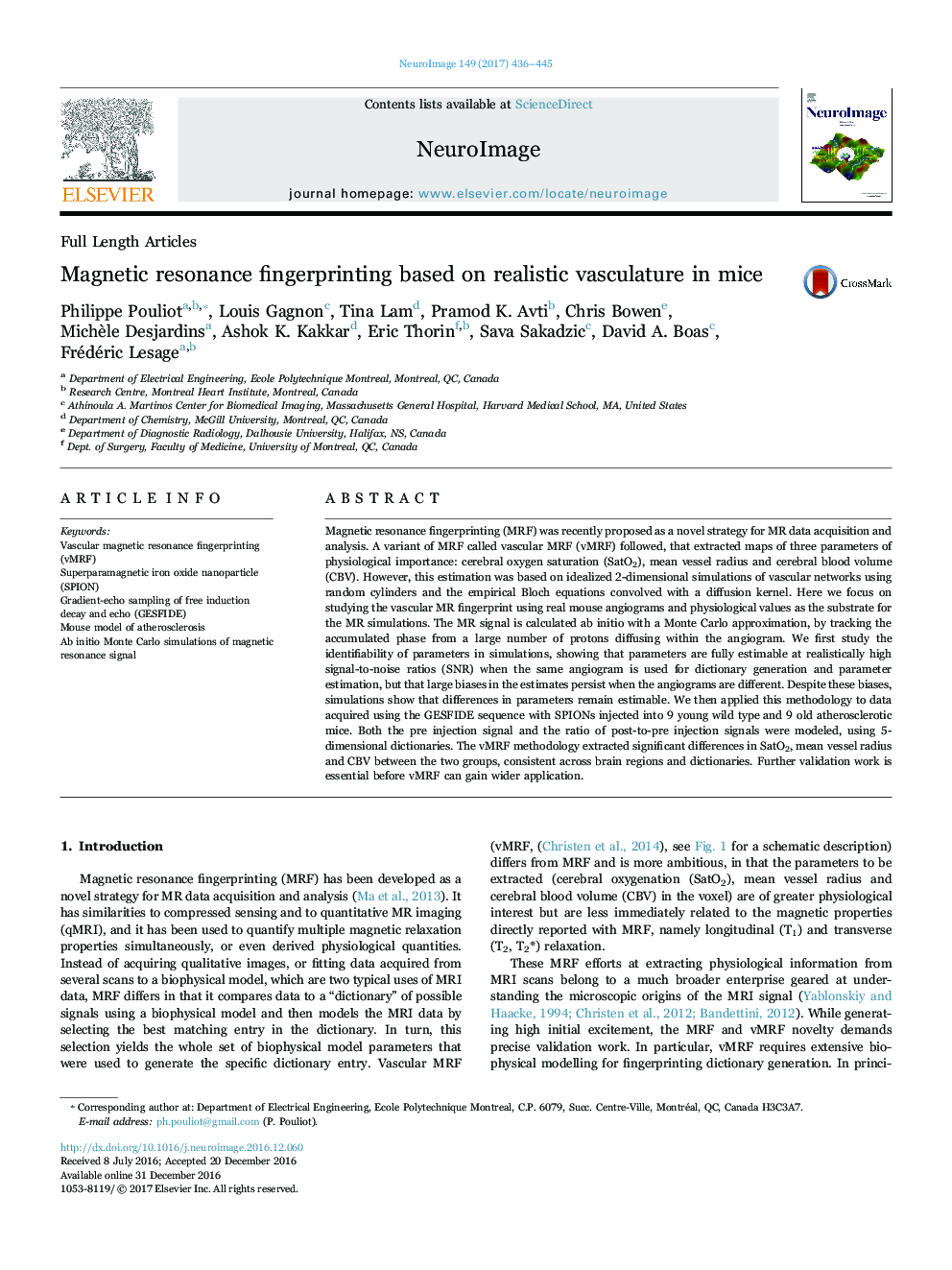 Magnetic resonance fingerprinting based on realistic vasculature in mice